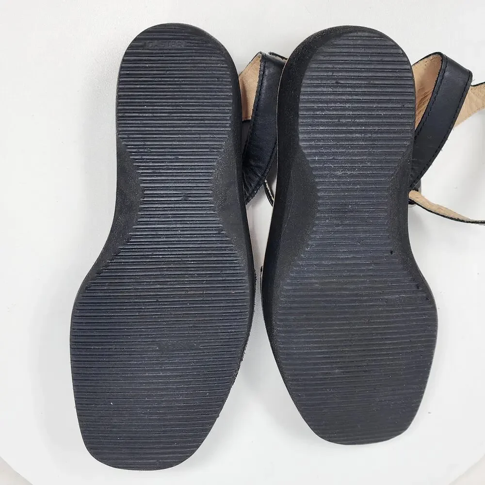 PONS Mediterranean Avarca Sandals Black Leather Adjustable Ankle Strap 524 - Picture 12 of 14